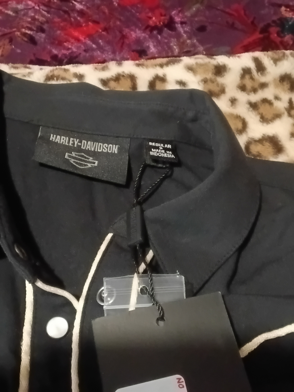 Harley-Davidson Black Snap Front Shirt with White Trim